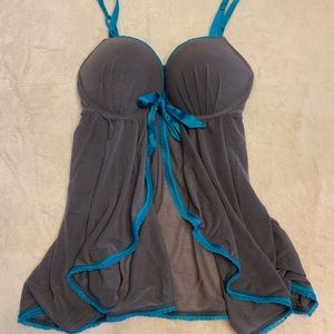 La Senza grey double push up front close babydoll Size M